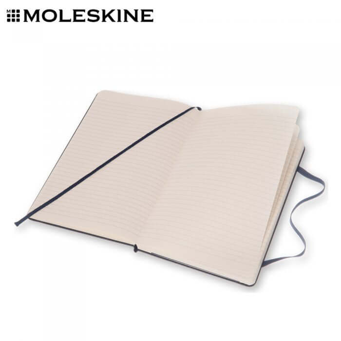 MOLESKINE A5 Hardcover Classic Notebook open with lined pages, ideal as a Corporate Gift Singapore.