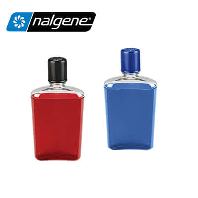 Nalgene 12oz Flask Water Bottle in red and blue, perfect as a stylish corporate gift.