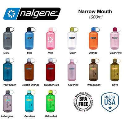 Nalgene 32oz BPA Free Narrow Mouth Water Bottle (1,000ml) various colors and features including BPA free.