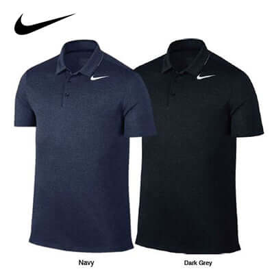 Nike Breathe Heather Short Sleeve Polo T-Shirt in navy and dark grey colors, perfect for active individuals and corporate gifts.