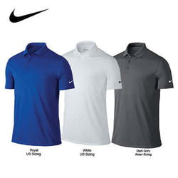 Nike Dry Victory Solid Polo Golf Shirt available in Royal, White, and Dark Grey, perfect for golf and corporate gift.