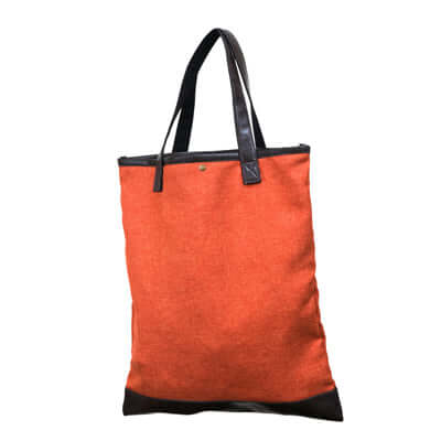 Foldable Shopping Cart Bag in vibrant orange color, made from durable cotton and canvas, ideal for shopping.