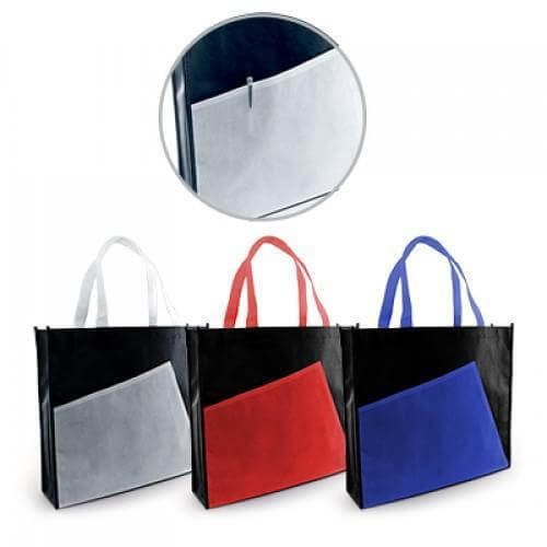 Non-Woven Bag (39x35x10) in various colors, featuring an extra pocket for convenience and organization.