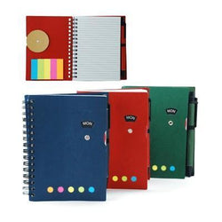 Notebook with Pen & Sticky Notes, stylish notepad with colorful sticky notes and lined pages, perfect corporate gift Singapore.