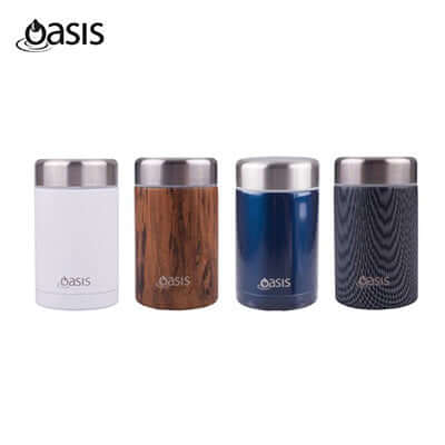 Oasis 450ml S/S Vacuum Insulated Food Flask options in various colors and designs for meals on the go.