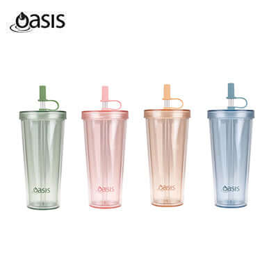 Oasis Insulated Smoothie Tumbler with Straw 520ML in four colors, perfect for gifts and on-the-go hydration.