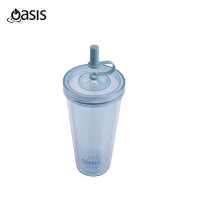 Oasis Insulated Smoothie Tumbler with Straw 520ML in light blue color with straw and lid.