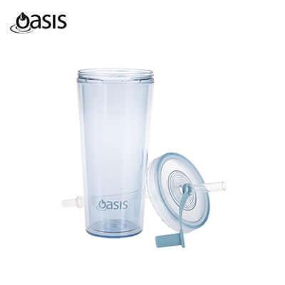 Oasis Insulated Smoothie Tumbler with Straw 520ML in clear design with straw and lid, ideal for corporate gifts.