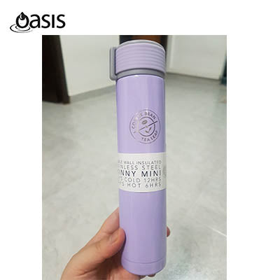 Oasis Insulated Stainless Steel Skinny Mini Drink Bottle 250ml in lavender color, ideal for corporate gifts.