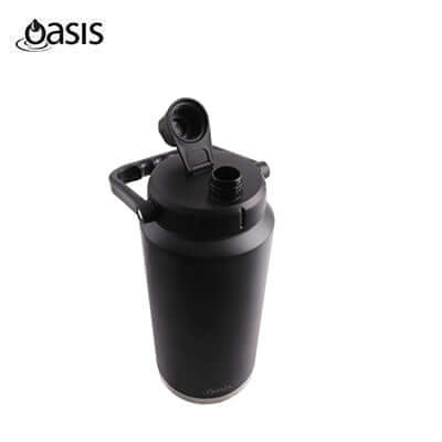 Oasis Stainless Steel Insulated Jug with Carry Handle 3.8L in sleek black design.