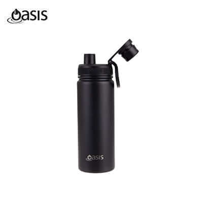 Oasis Stainless Steel Insulated Sports Water Bottle with Screw Cap 550ML in black color.