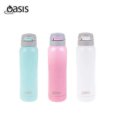 Oasis Stainless Steel Insulated Sports Water Bottle with Straw 500ML in multiple colors.