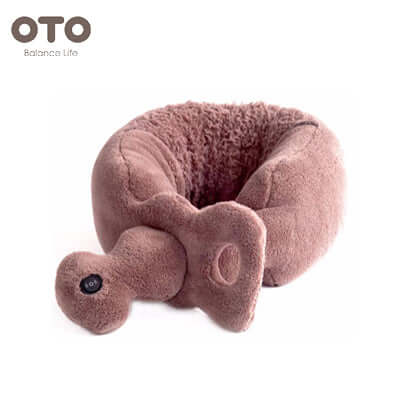 OTO Neck Snuggler neck wrap massager in soft fabric, ideal for travel and cozy winter use.