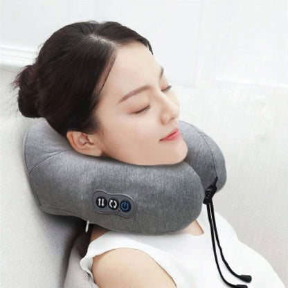 A woman relaxing with the OTO Soothie neck massager, designed for stress relief and comfort.