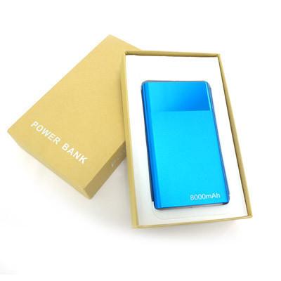 Powerbank | 8000mAh in a golden box, showcasing its sleek, portable design, perfect for on-the-go charging.