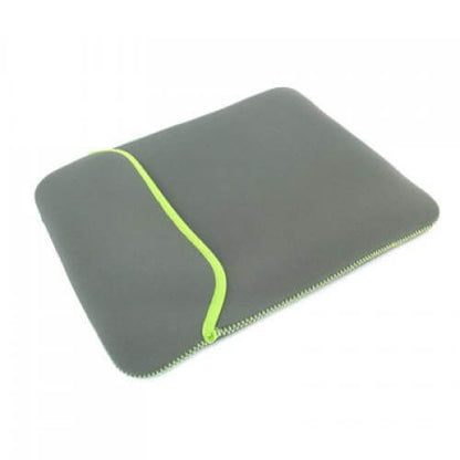 Reversible Neoprene Laptop Case (14 Inch) in gray with green zipper, perfect for corporate gifts and laptop protection.