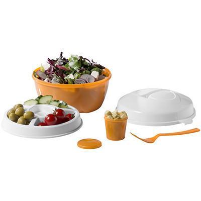 Salad Bowl Set featuring a large bowl, removable saucer, and fork, ideal for salads and as a Corporate Gift.