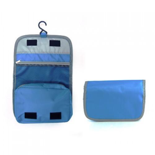 Scandic Toiletries Pouch in open and folded positions, ideal for travel and corporate gift use.