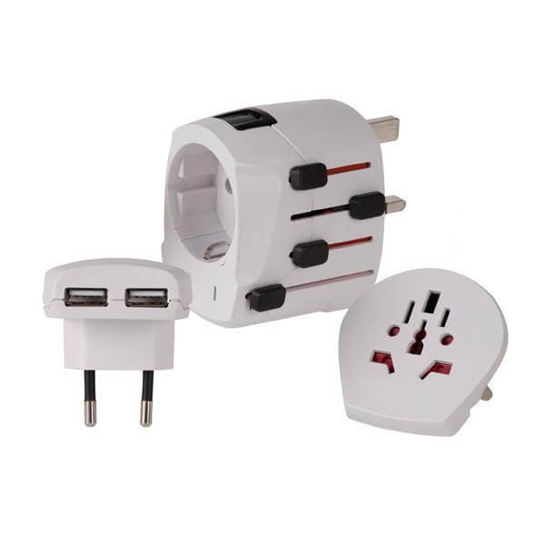 SKROSS Travel Adaptor PRO + USB universal charger with dual USB ports for global use