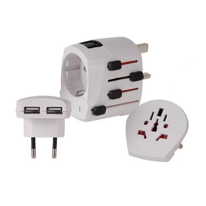 SKROSS Travel Adaptor PRO + USB universal charger with dual USB ports for global use