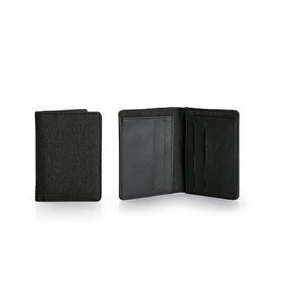 Snow Canvas Card Holder showcasing a sleek black design, perfect for corporate gifts and organized business card storage.