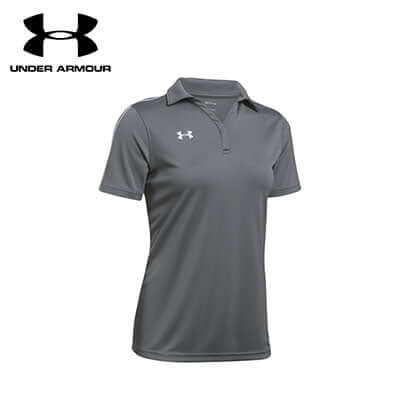 Under Armour Ladies Polo Tee in graphite color, ideal for workouts and corporate gifts.