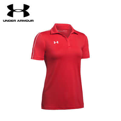 Under Armour Ladies Polo Tee in red color, perfect for workouts and corporate gifts.