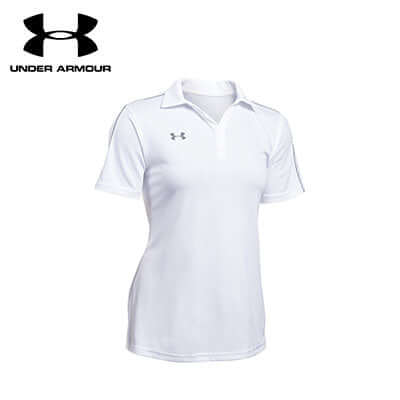 Under Armour Ladies Polo Tee in white, perfect for workouts and corporate gifts.