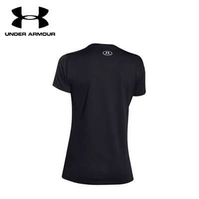 Back view of the Under Armour Ladies V-Neck Tee in black, perfect as a Corporate Gift.