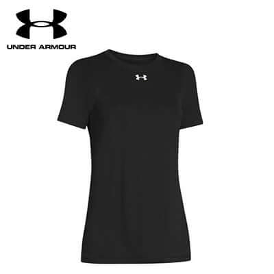 Under Armour Locker Ladies Tee, black, quick-drying and ultra-soft, ideal for a corporate gift.