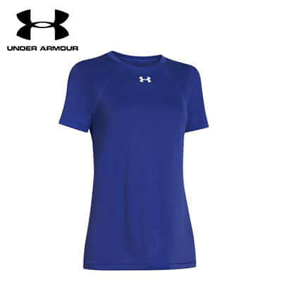 Under Armour Locker Ladies Tee in blue, perfect as a comfortable corporate gift for active women.