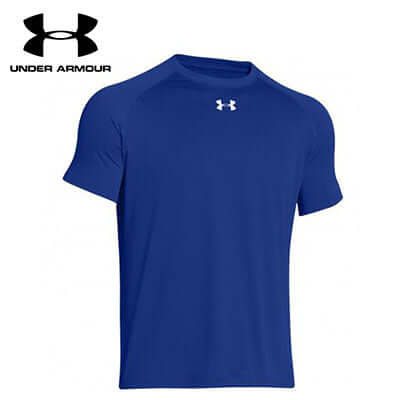 Under Armour Locker Men Tee in blue, perfect for workouts and corporate gifts with excellent moisture-wicking properties.