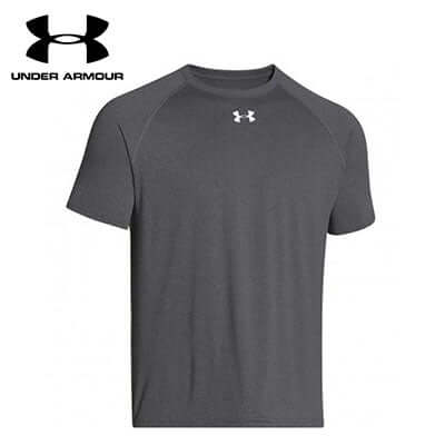 Under Armour Locker Men Tee in dark gray, designed for comfort and performance, ideal for workouts and corporate gifts.