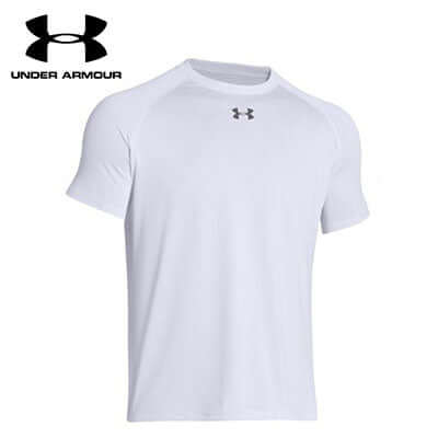 Under Armour Locker Men Tee, white athletic shirt for comfort and performance, suitable as a corporate gift.