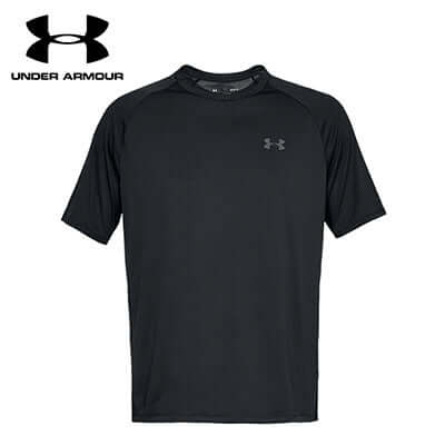Under Armour Men 2.0 Tech Tee Shirt in black, ideal for workouts and corporate gifts.