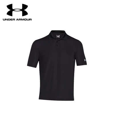 Under Armour Men Performance Polo Tee in black, ideal for corporate gift, crafted for style and functionality.