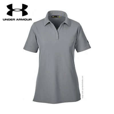 Under Armour Performance Ladies Polo Shirt in gray, perfect for corporate gifts and active lifestyles.