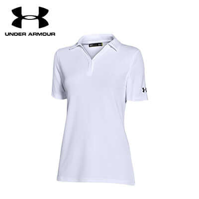 Under Armour Performance Ladies Polo Shirt in white color, perfect for active women and suitable as a corporate gift.