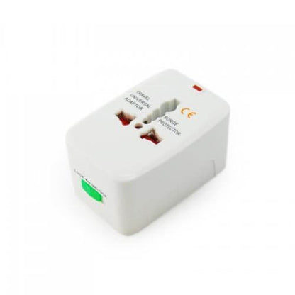 Universal Travel Adaptor With Pouch - compact design with power indicator and surge protection for global charging.