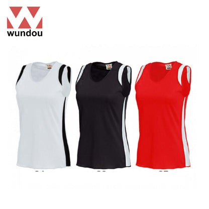 Wundou P5520 Women's Running Tank Top in white, black, and red colors with stylish design for active women.
