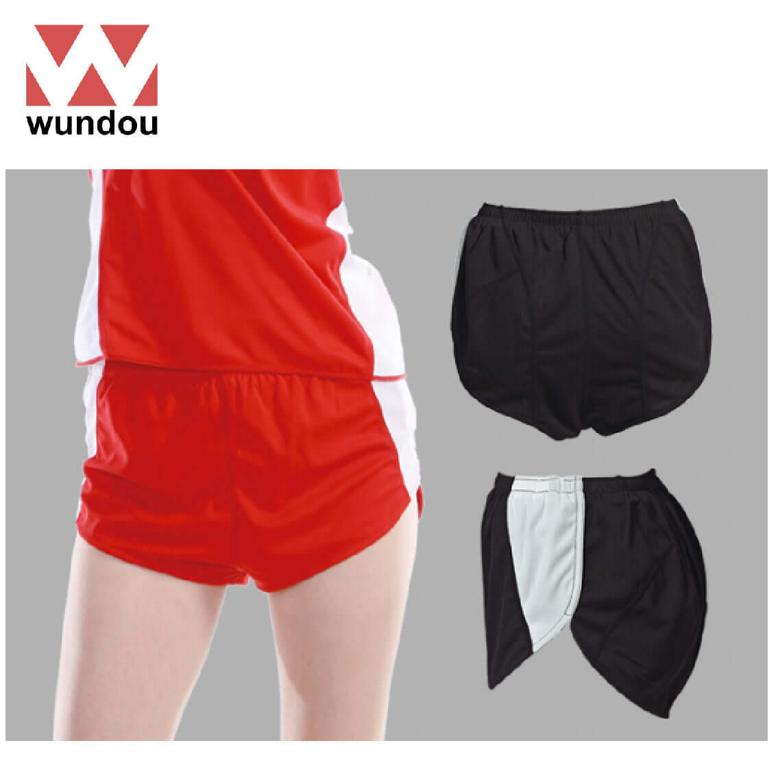 Wundou P5590 Women's Running Shorts in red and black, perfect for active women, showcasing quick-dry technology.