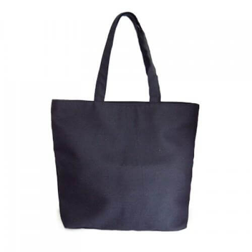 Zippered Eco Cotton Bag in dark color, perfect for daily use and corporate gift, combining durability and style.